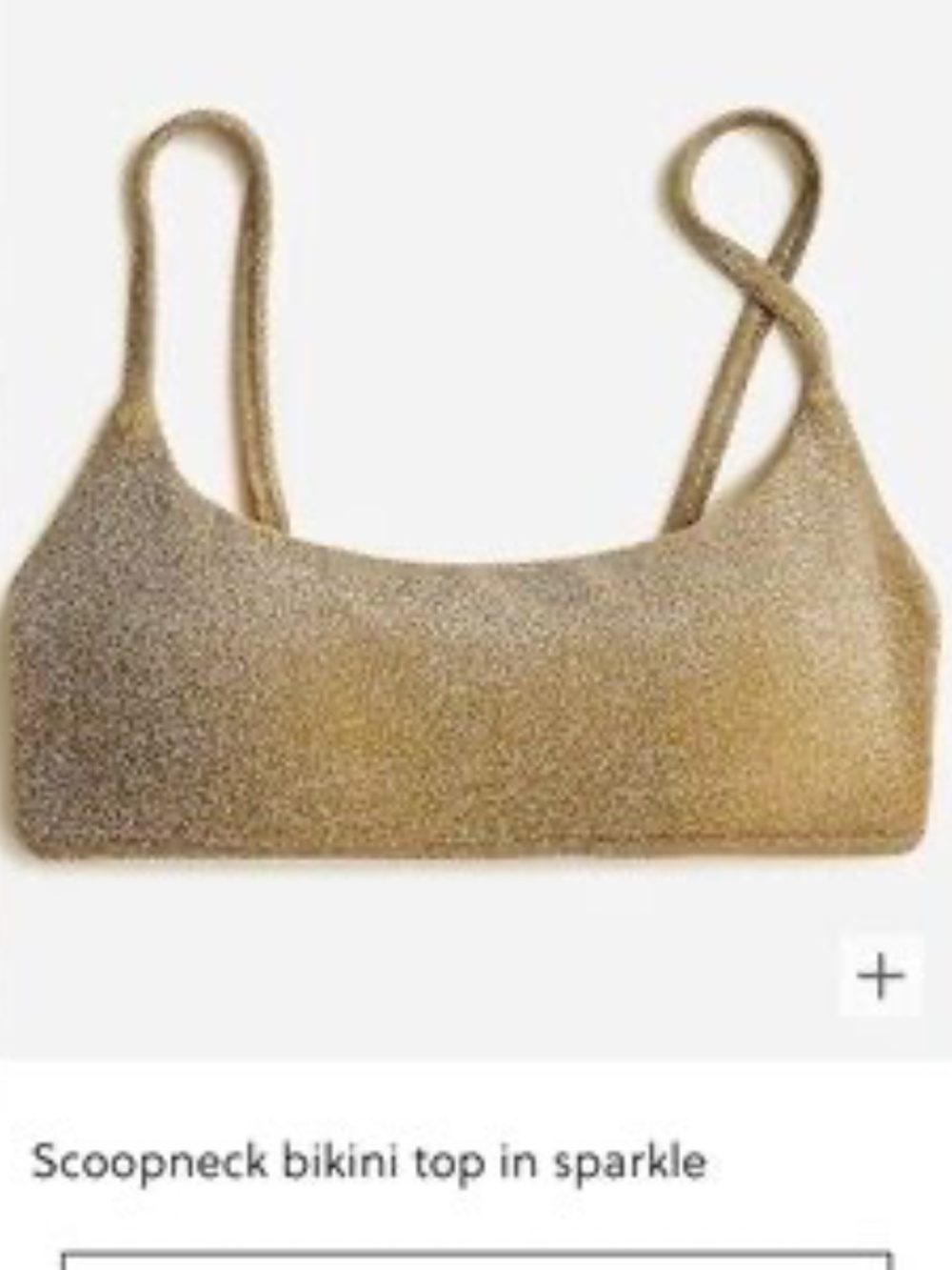 j. crew scoopneck bikini top in gold sparkle S NWT - Picture 2 of 5
